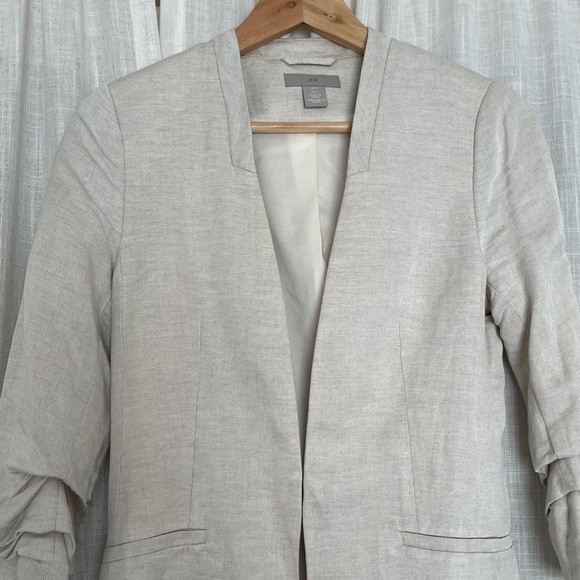 H&M Linen Collarless Blazer Size 4/S - Picture 2 of 9